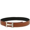 Hermès  Ceinture H belt  in gold epsom leather  and black leather - 00pp thumbnail