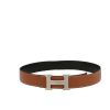 Hermès  Ceinture H belt  in gold epsom leather  and black leather - 360 thumbnail