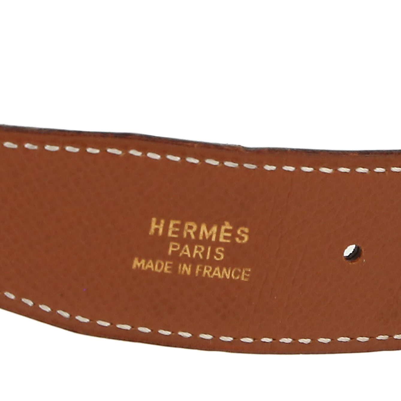Hermès  Ceinture H belt  in gold epsom leather  and black leather - Detail D1