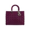 Dior  Lady Dior large model  handbag  in purple leather cannage - 360 thumbnail