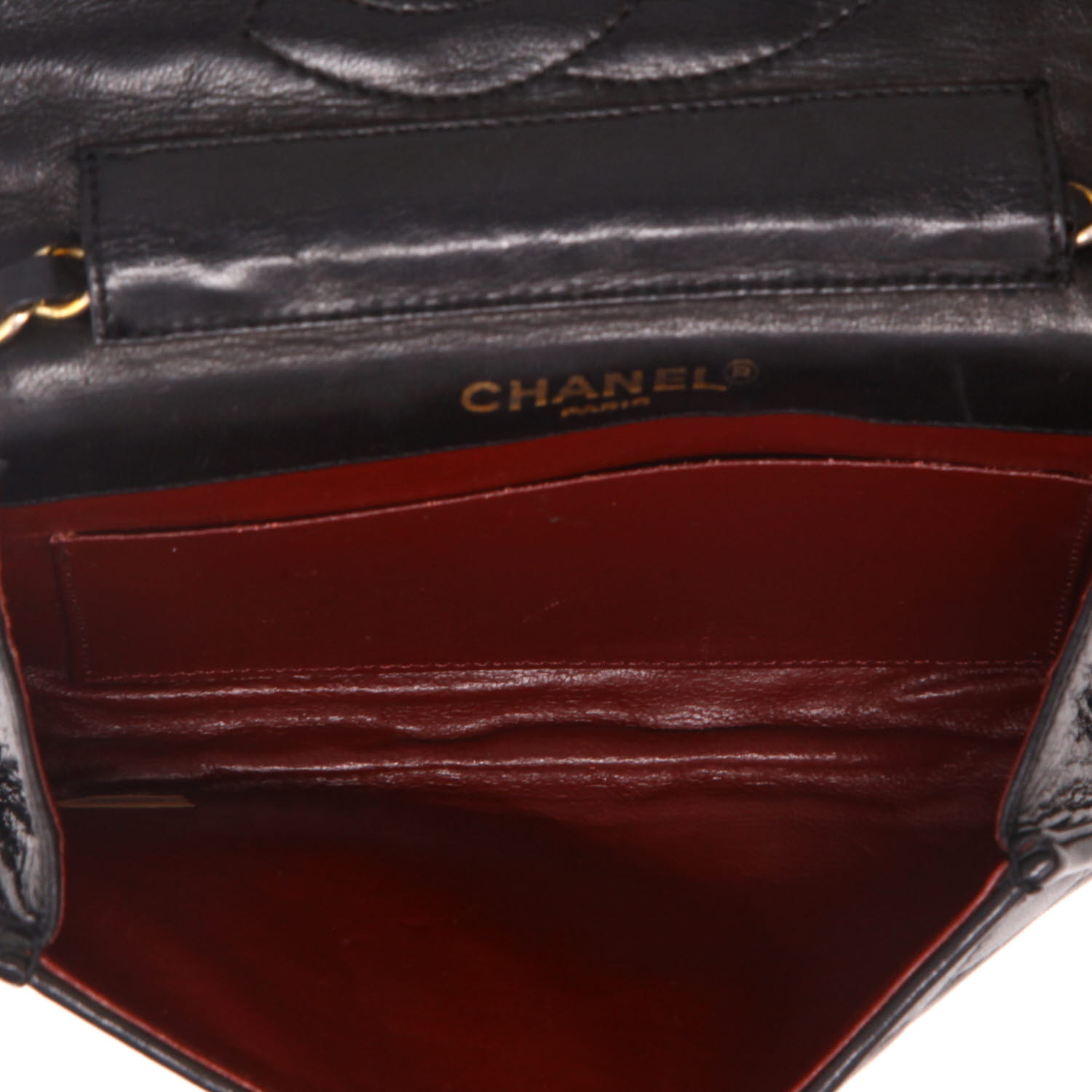 Chanel  Vintage handbag  in black quilted leather - Detail D3
