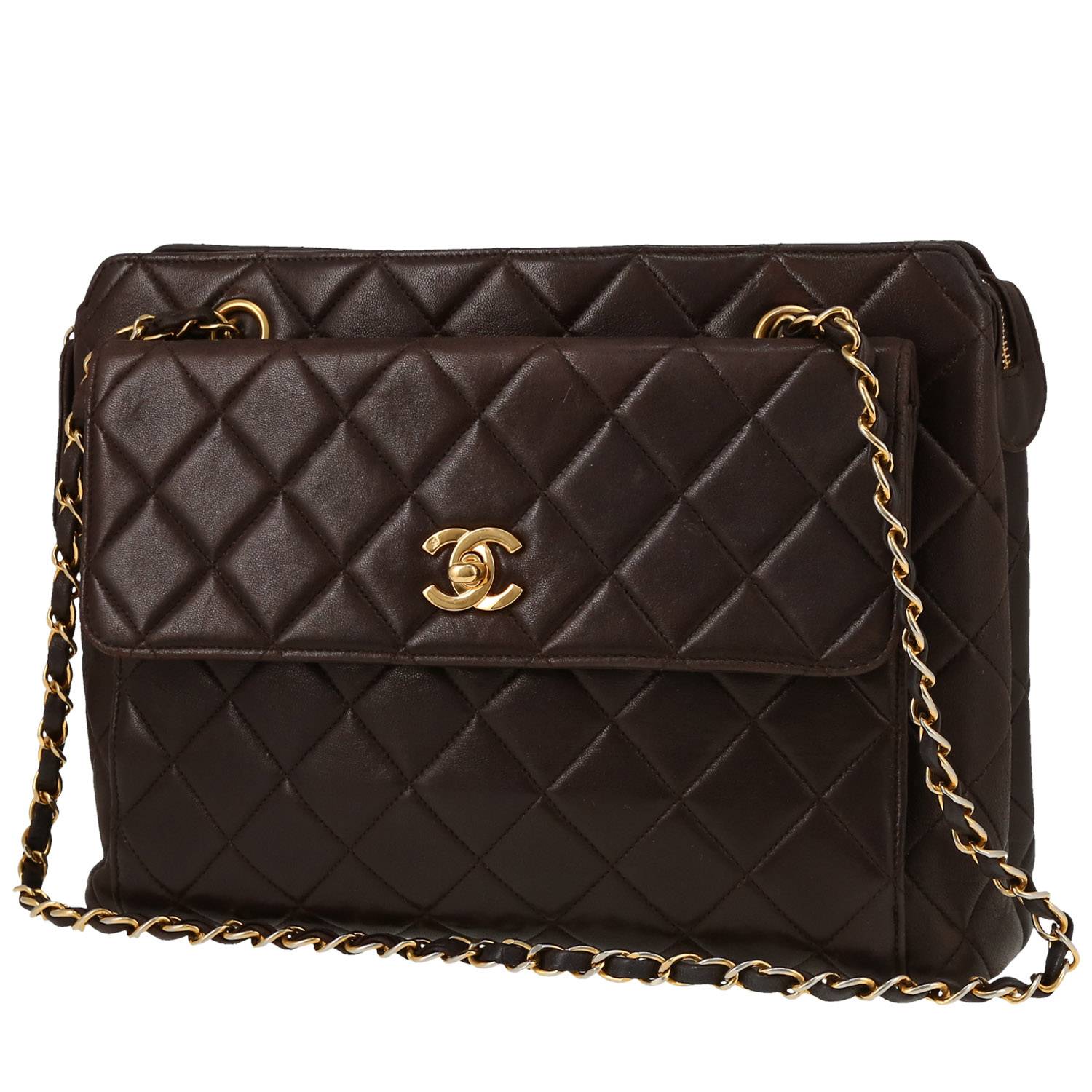 Borsa Chanel  Vintage in pelle trapuntata marrone