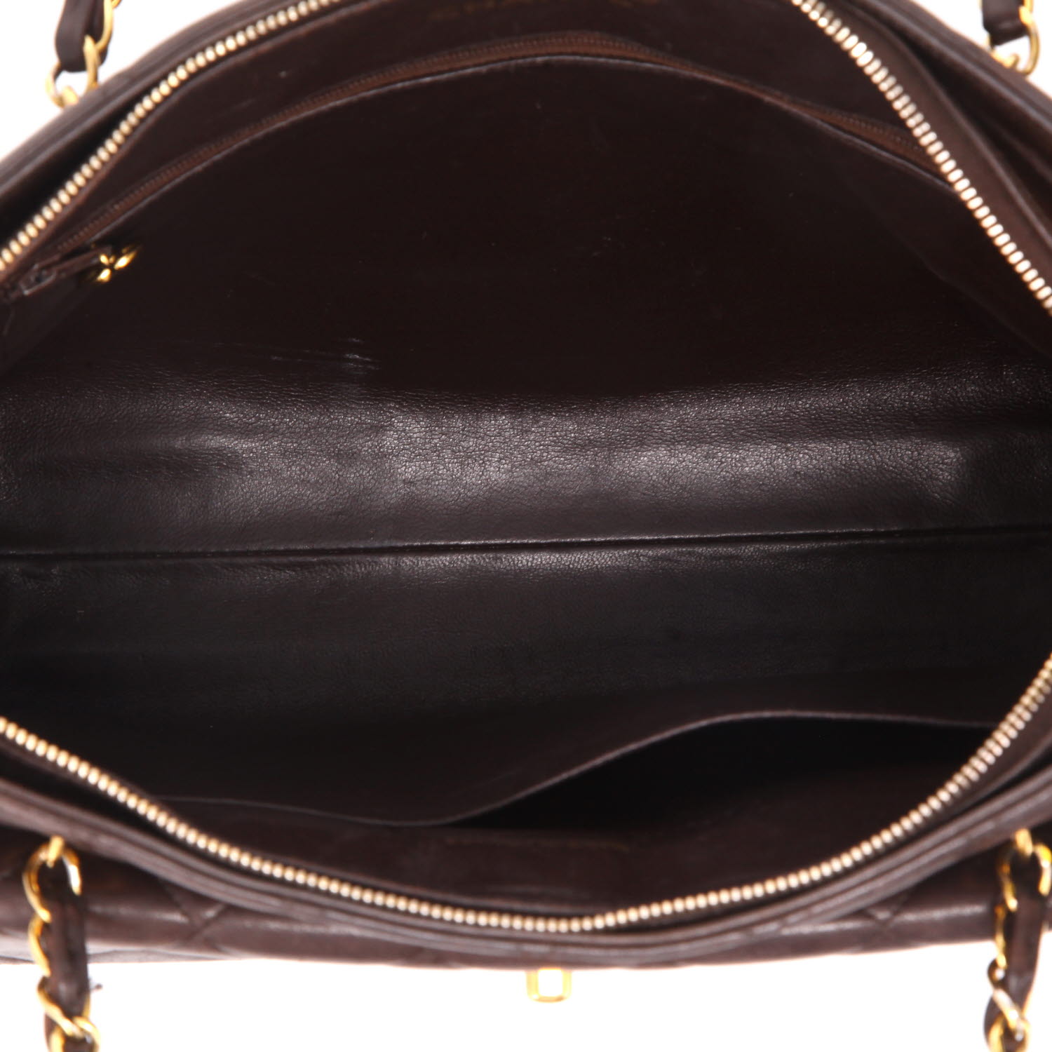 Bolso de mano Chanel  Vintage en cuero acolchado marrón - Detail D3