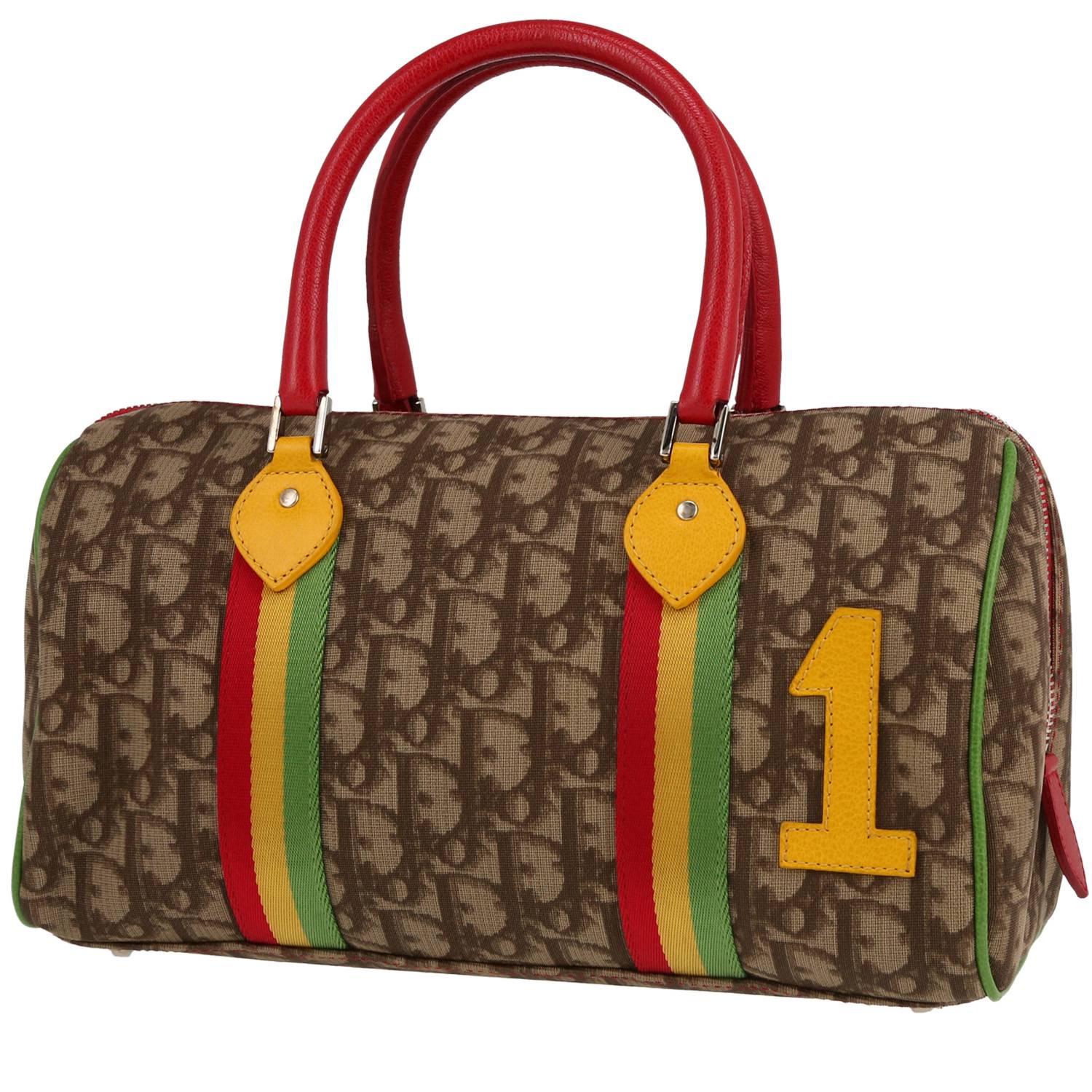 sac à main dior rasta en toile monogram marron et cuir rouge