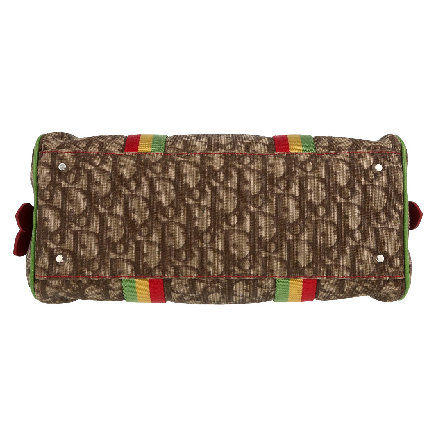 Dior  Rasta handbag  in brown monogram canvas  and red leather - Detail D1