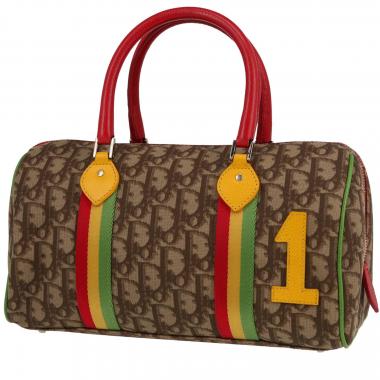 Bolso de mano Dior  Rasta en lona Monogram marrón y cuero rojo
