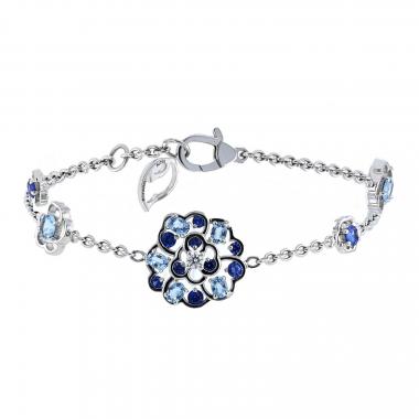 Bracelet Chanel Camelia en or blanc, aigue-marine et saphirs