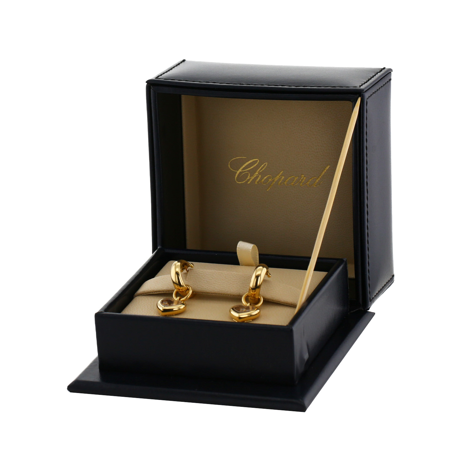 Paire de boucles d'oreilles Chopard Happy Diamonds en or jaune et diamants - Detail D2