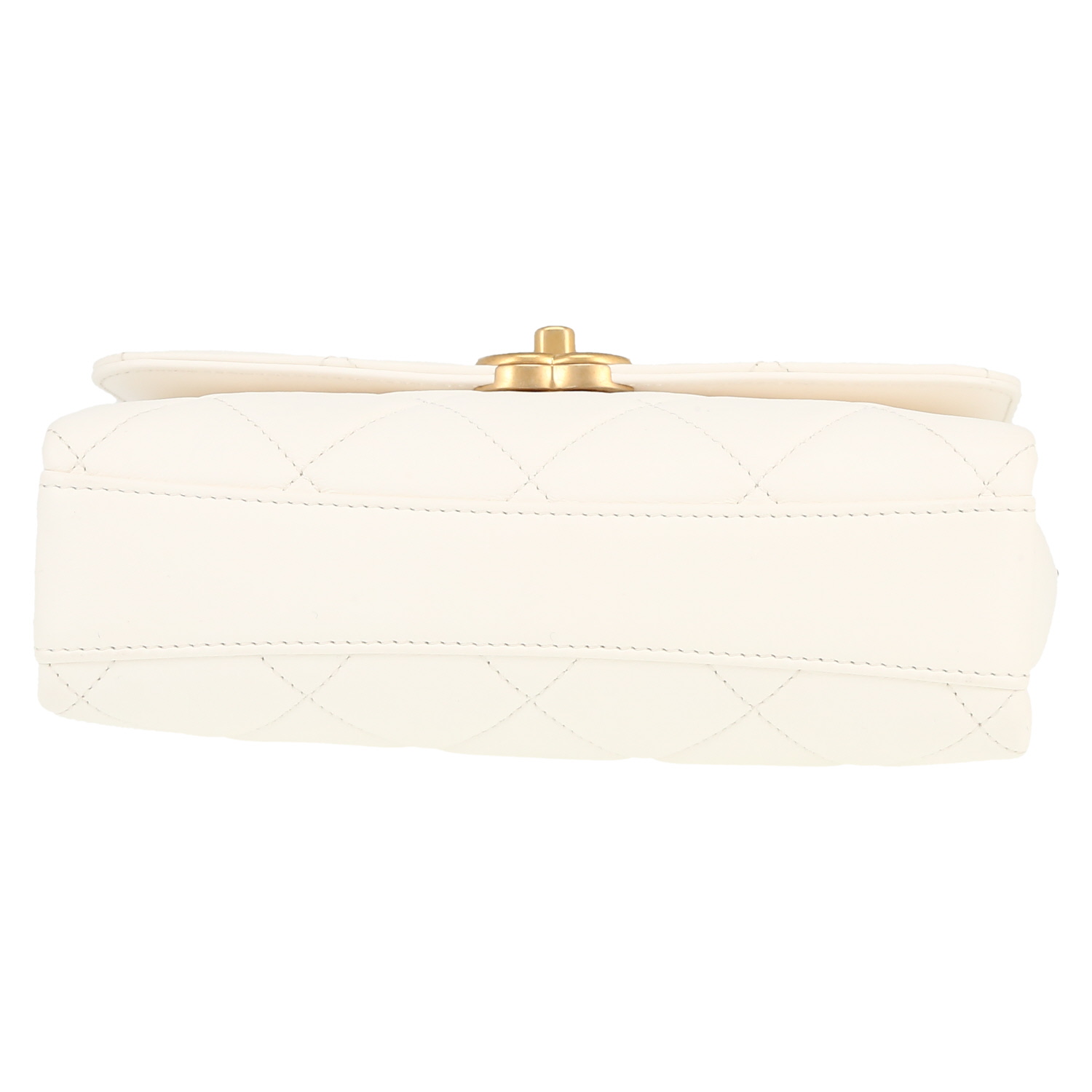 Sac à main Chanel   en cuir matelassé blanc - Detail D1