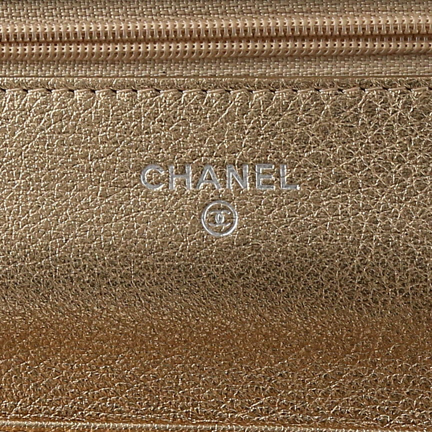 Borsa a tracolla Chanel  Wallet on Chain in pelle trapuntata dorata - Detail D2