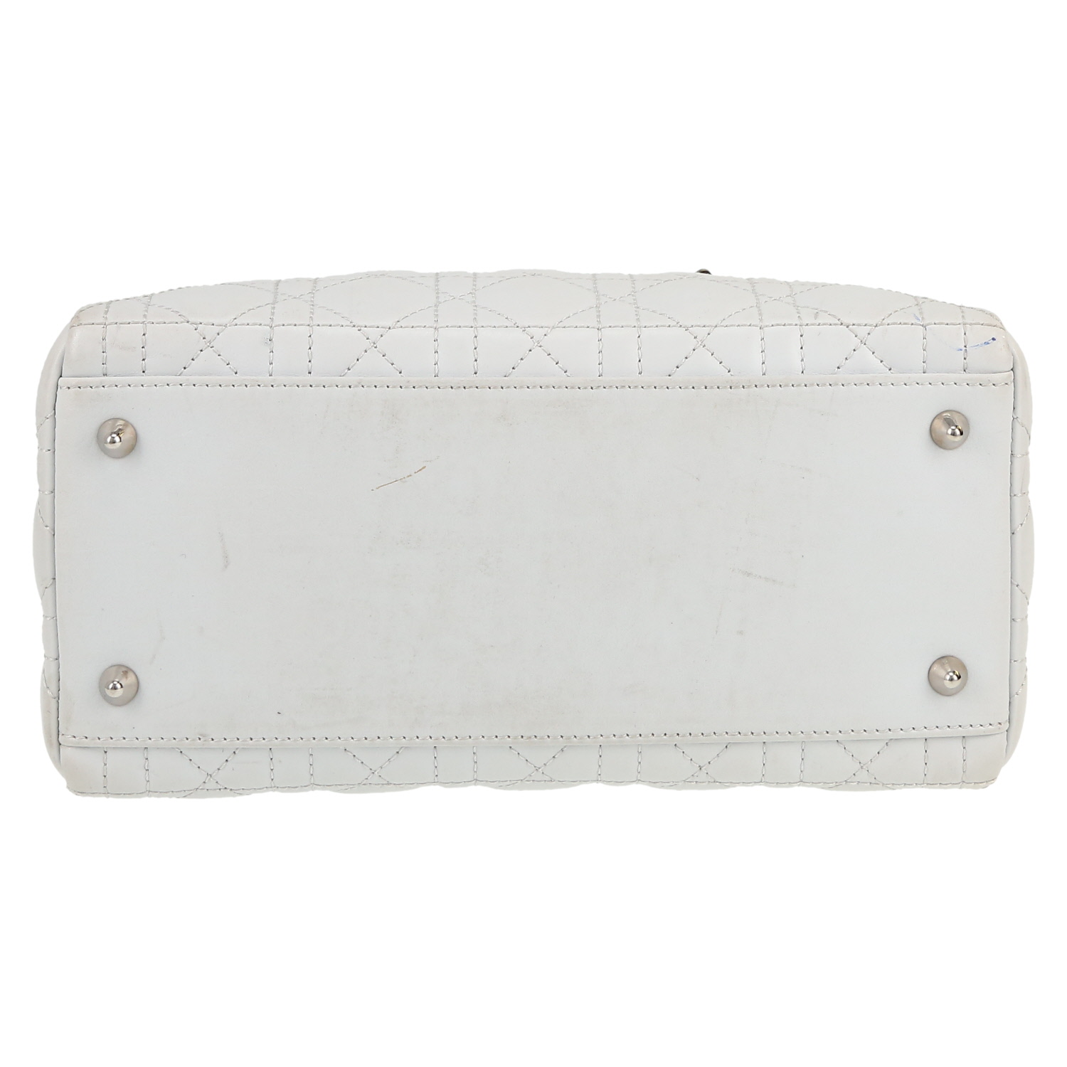 Bolso de mano Dior  Lady Dior en cuero cannage blanco - Detail D1