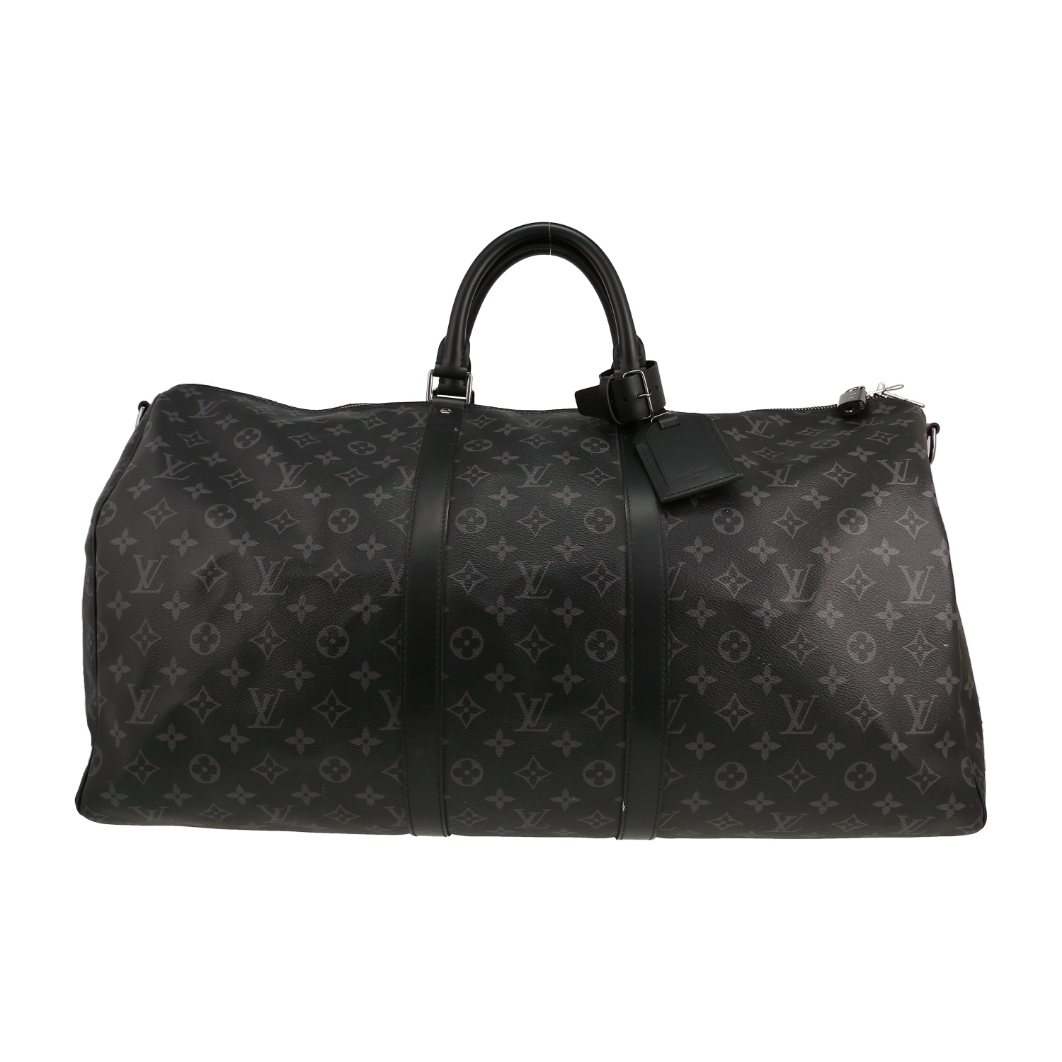Bolsa de viaje Louis Vuitton  Keepall 55 en lona Monogram gris Graphite y cuero negro - Detail D1