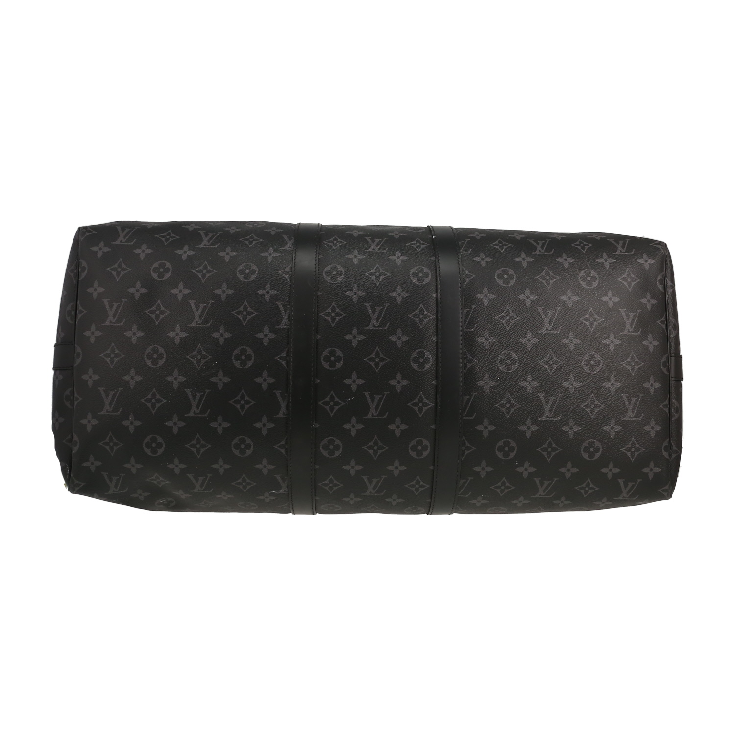 Borsa da viaggio Louis Vuitton  Keepall 55 in tela monogram grigio Graphite e pelle nera - Detail D4