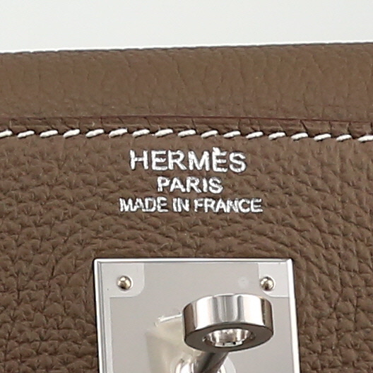 Hermès  Kelly 35 cm handbag  in etoupe togo leather - Detail D2