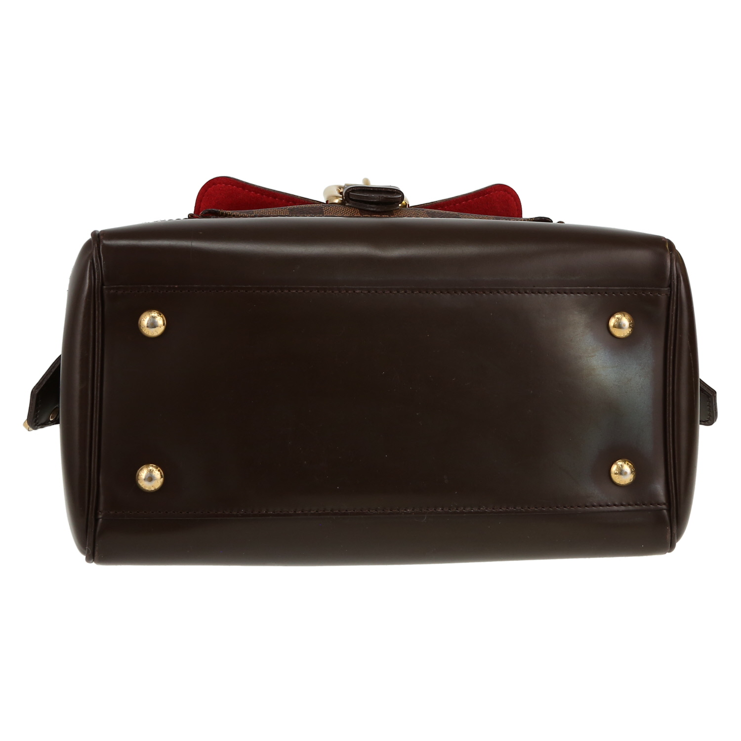 Bolso de mano Louis Vuitton  Knightsbridge en lona a cuadros ébano y cuero esmaltado marrón - Detail D1