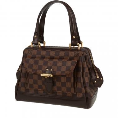 Sac à main Louis Vuitton  Knightsbridge en toile damier ébène et cuir glacé marron