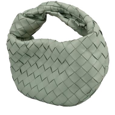 Borsa Bottega Veneta  Mini Jodie in pelle intrecciata verde acqua