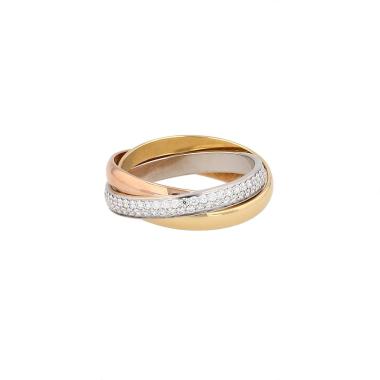 Cartier Trinity small model ring in 3 golds and diamonds