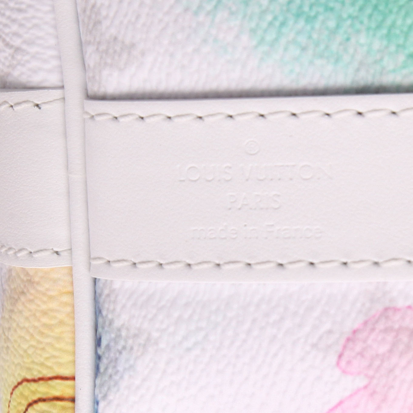 Louis Vuitton  Keepall Editions Limitées travel bag  in multicolor monogram canvas  and white leather - Detail D6