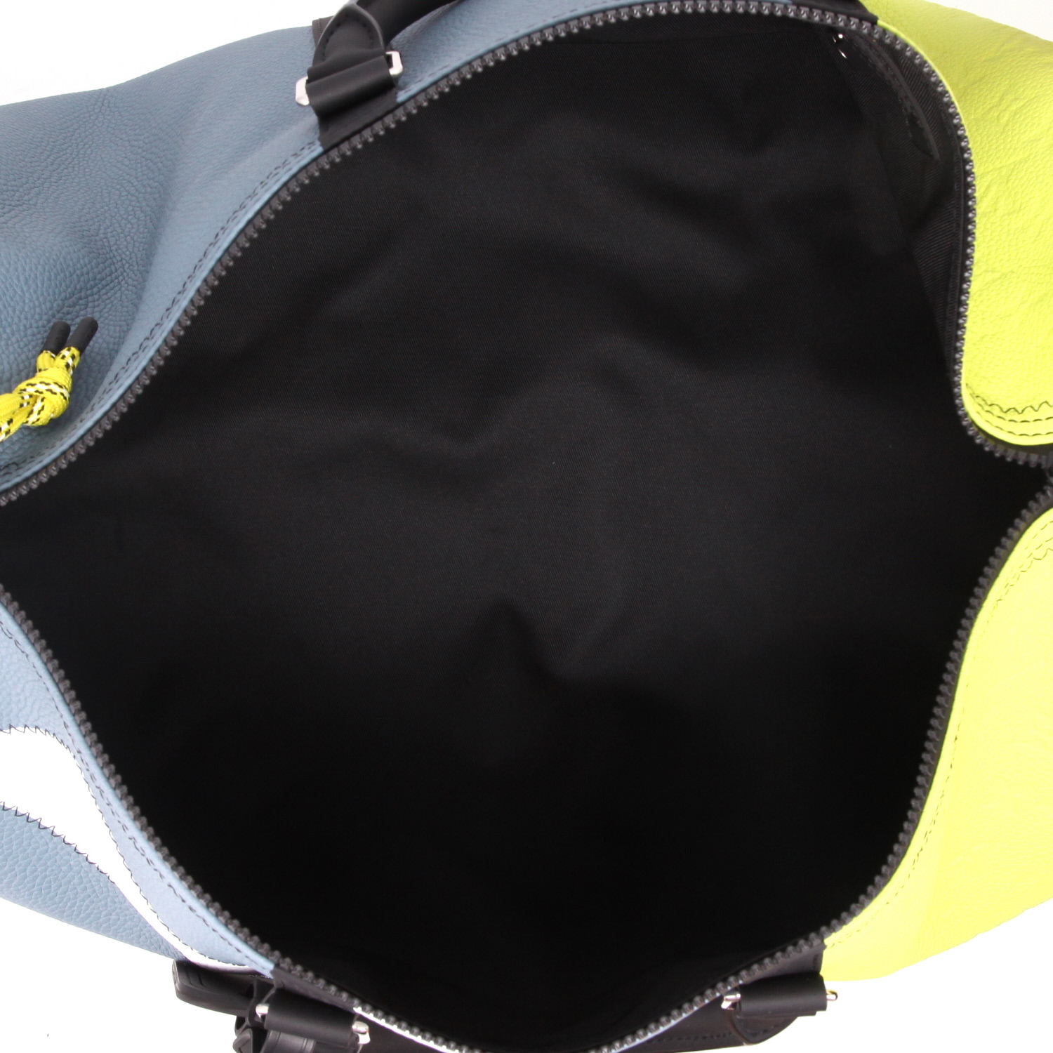 Borsa da viaggio Louis Vuitton  Keepall 50 in pelle monogram nera, bianca gialla e blu - Detail D7