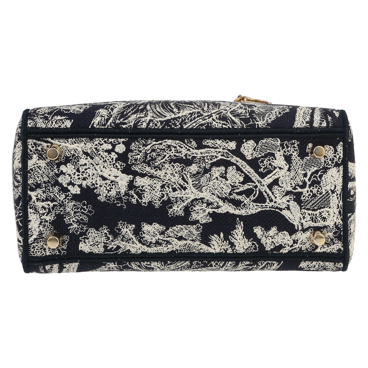 Sac à main Dior  Lady Dior en tissu bleu et blanc - Detail D1