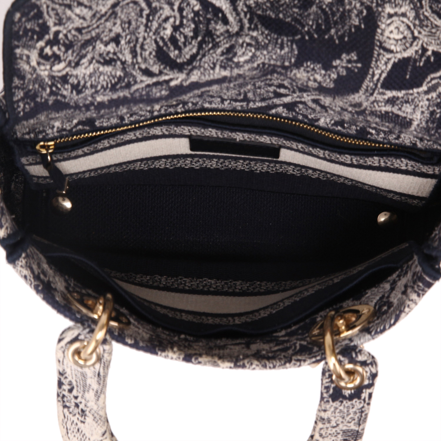 Borsa Dior  Lady Dior in tessuto blu e bianco - Detail D3