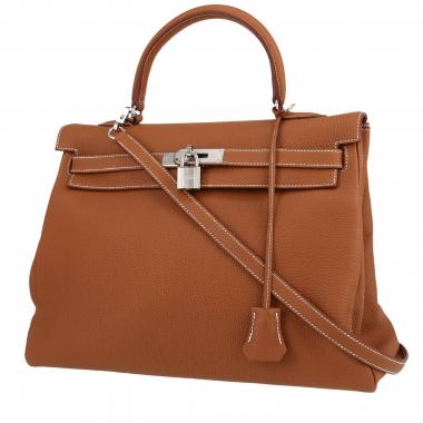 Sac à main Hermès  Kelly 35 cm en cuir togo gold