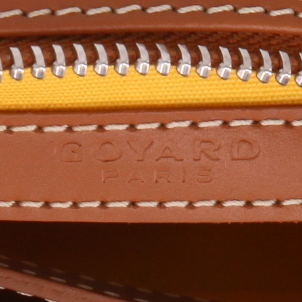 Sac bandoulière Goyard  Cap vert en toile Goyardine noire et cuir marron - Detail D2