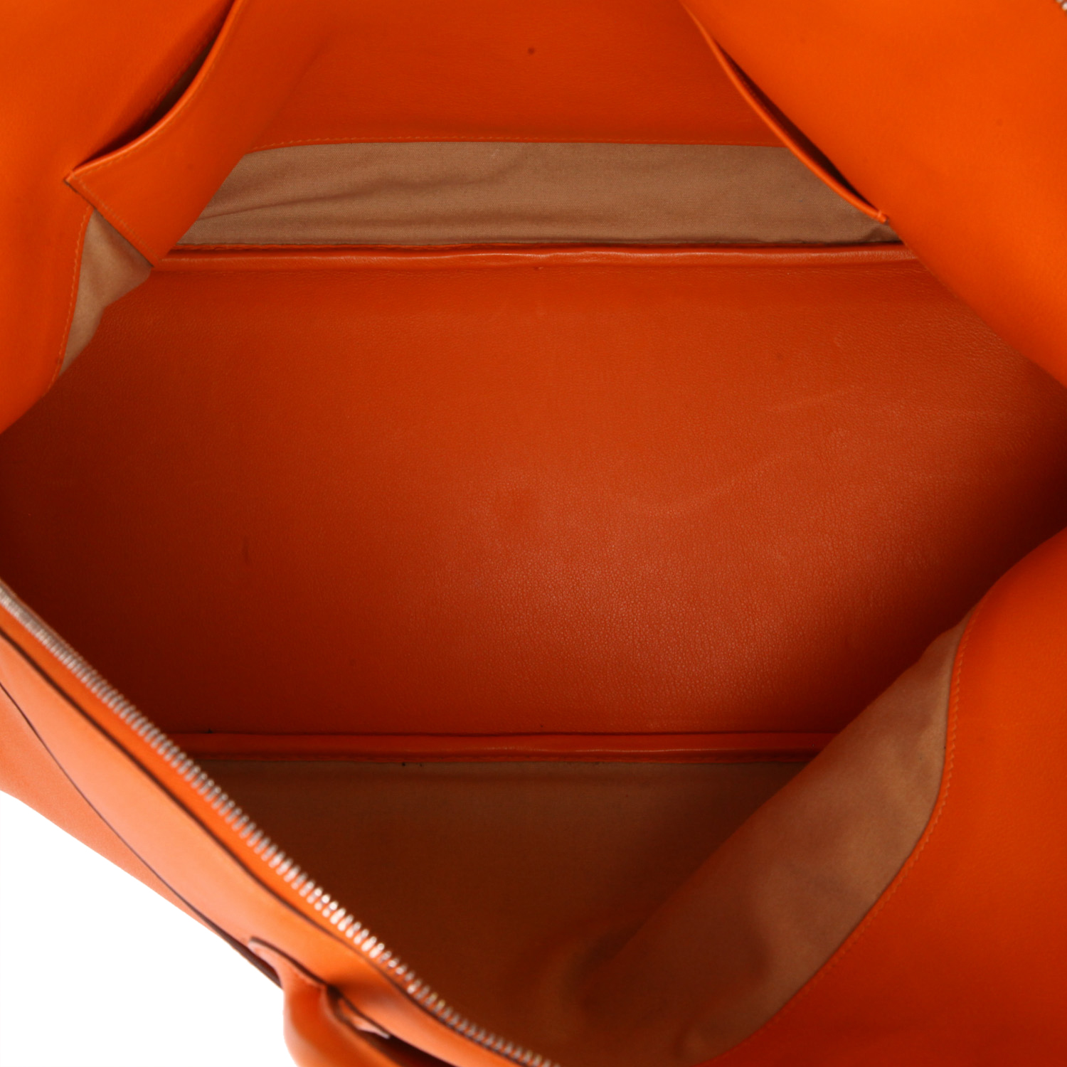 Hermès  Bolide - Travel Bag travel bag  in orange Swift leather - Detail D3
