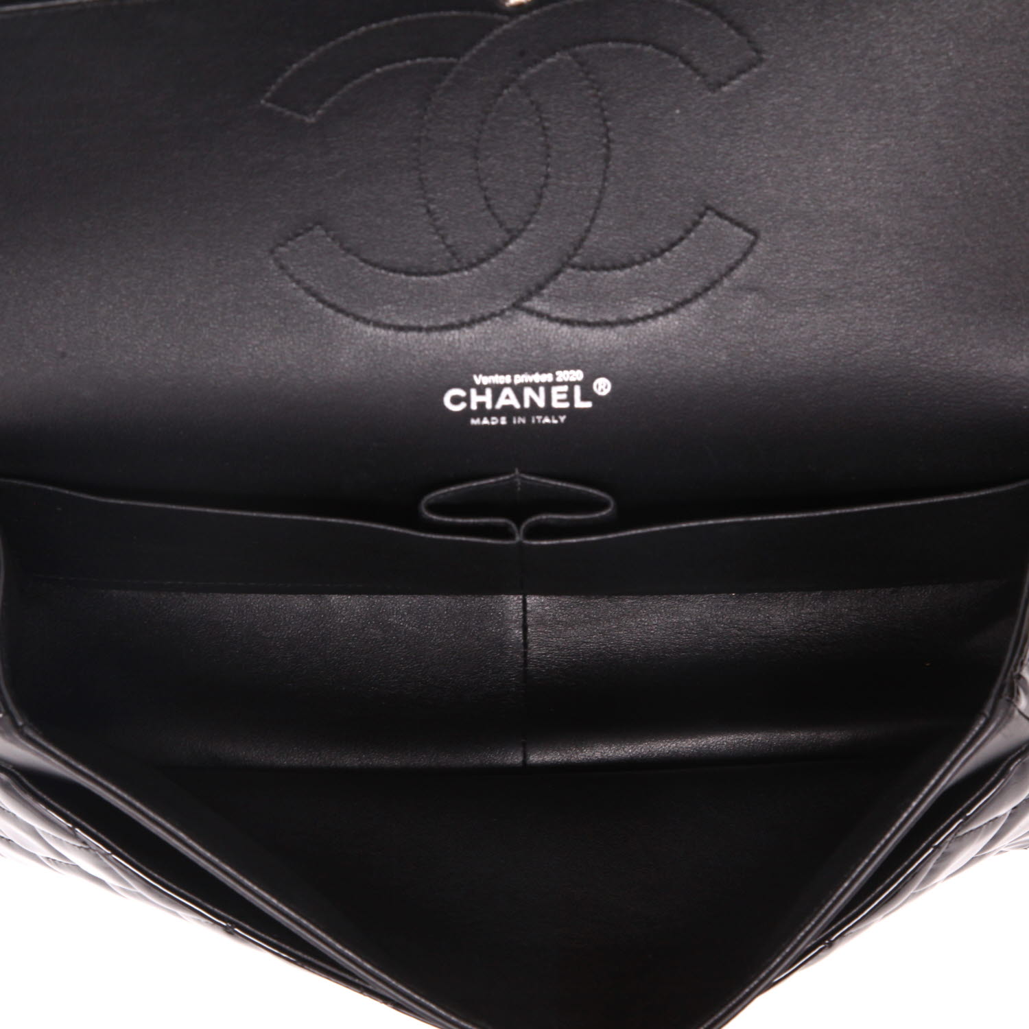 Borsa Chanel  Timeless Jumbo in pelle verniciata e foderata nera - Detail D3
