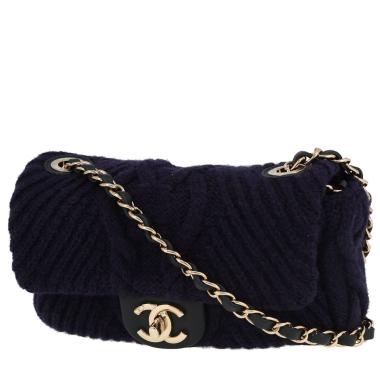 Sac bandoulière Chanel  Mini Timeless en jersey bleu-marine