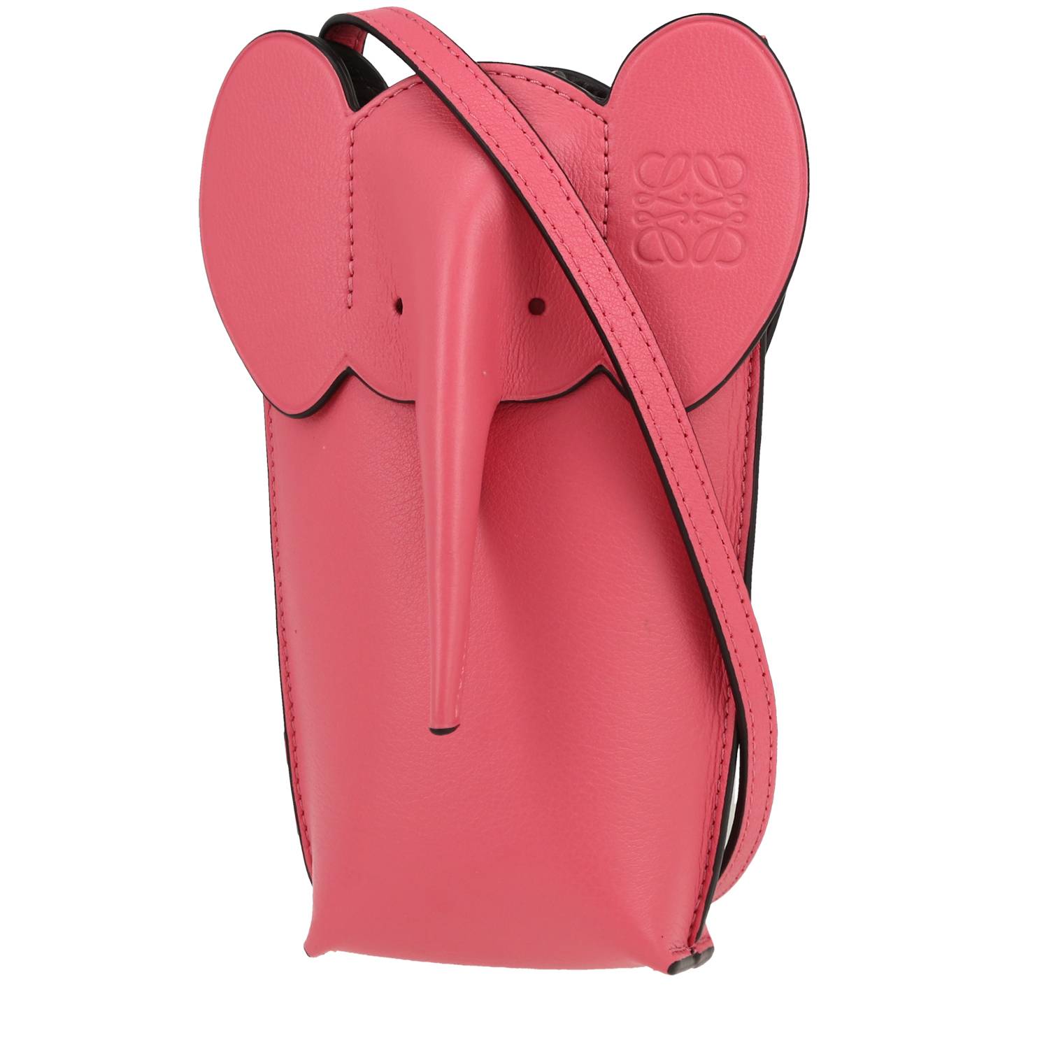 Elephant Pocket Shoulder Bag In Pink Leather