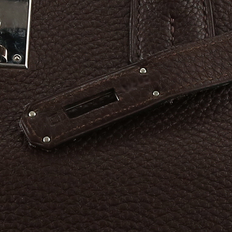 Bolso de mano Hermès  Birkin 40 cm en cuero togo marrón - Detail D4