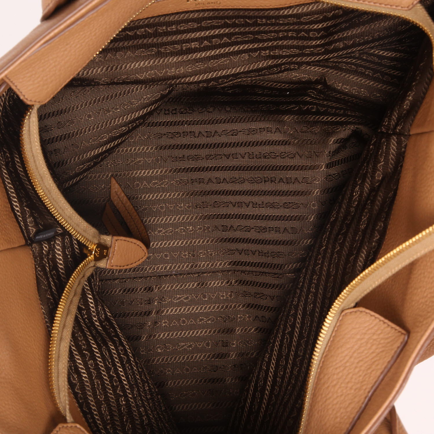 Shopping bag Prada  Daino in pelle martellata marrone - Detail D3