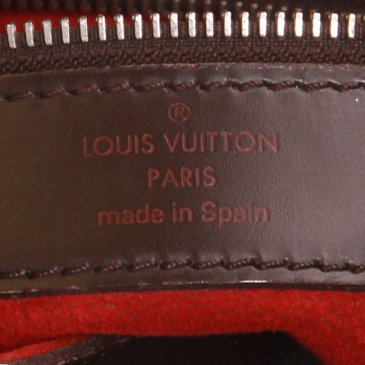 Sac cabas Louis Vuitton  Hampstead en toile damier ébène et cuir marron - Detail D2