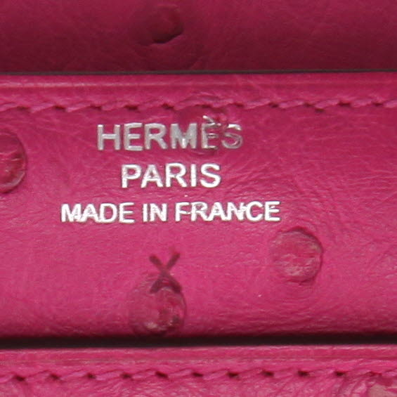 Billetera Hermès  1938 en avestruz rosa - Detail D2