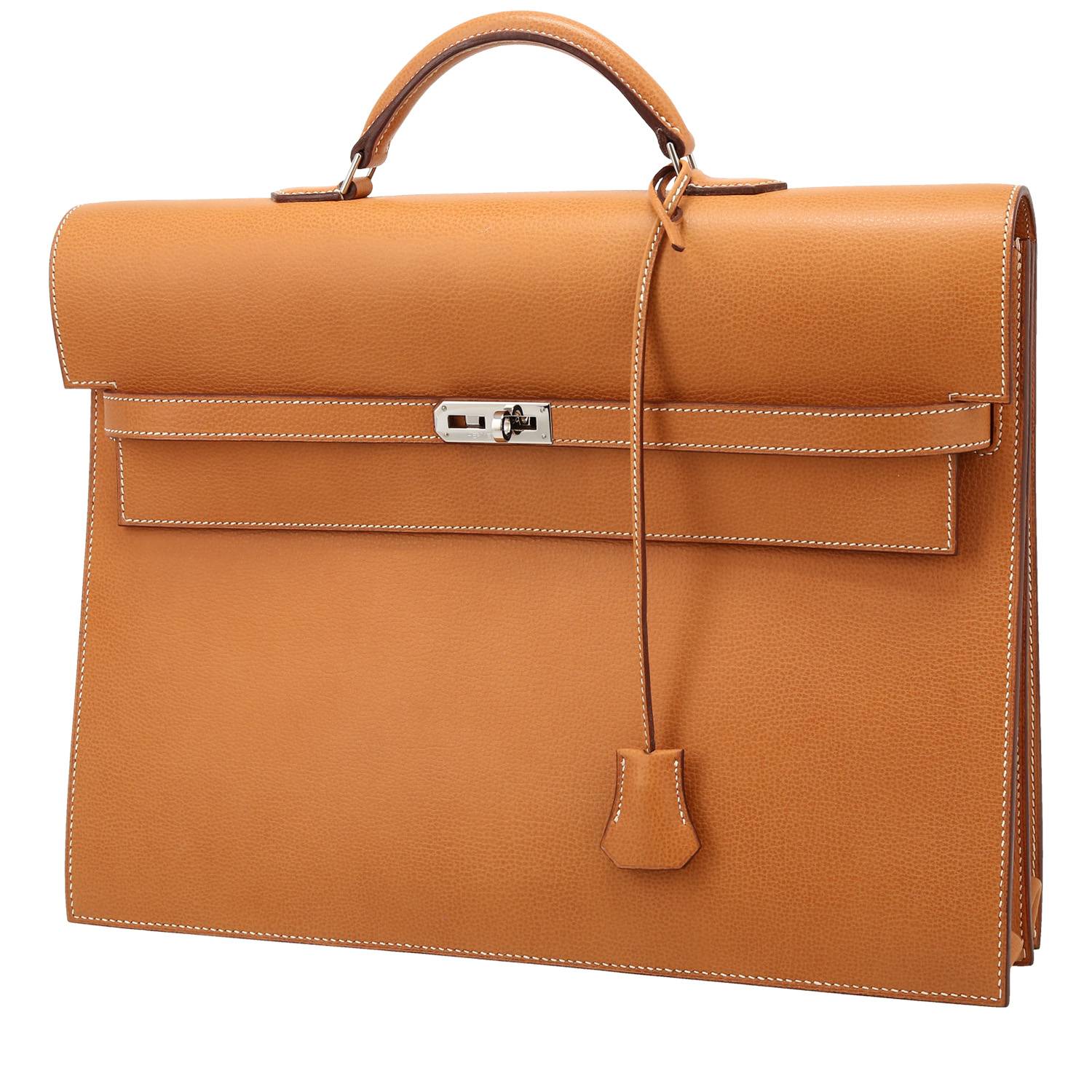 Porta-documentos Hermès  Kelly Dépêches en vaca bermeja color oro