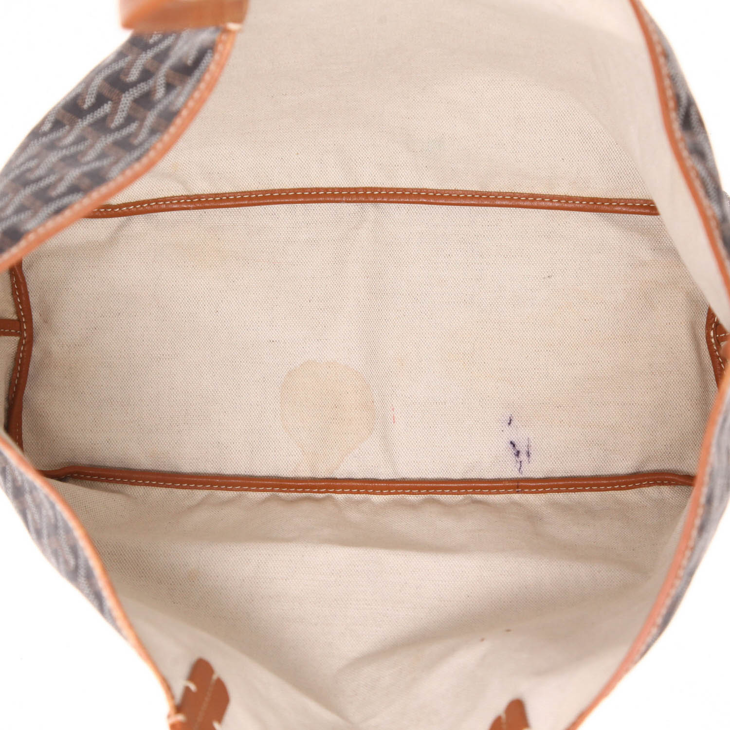 Sac cabas Goyard  Saint-Louis en toile Goyardine noire et cuir marron - Detail D3