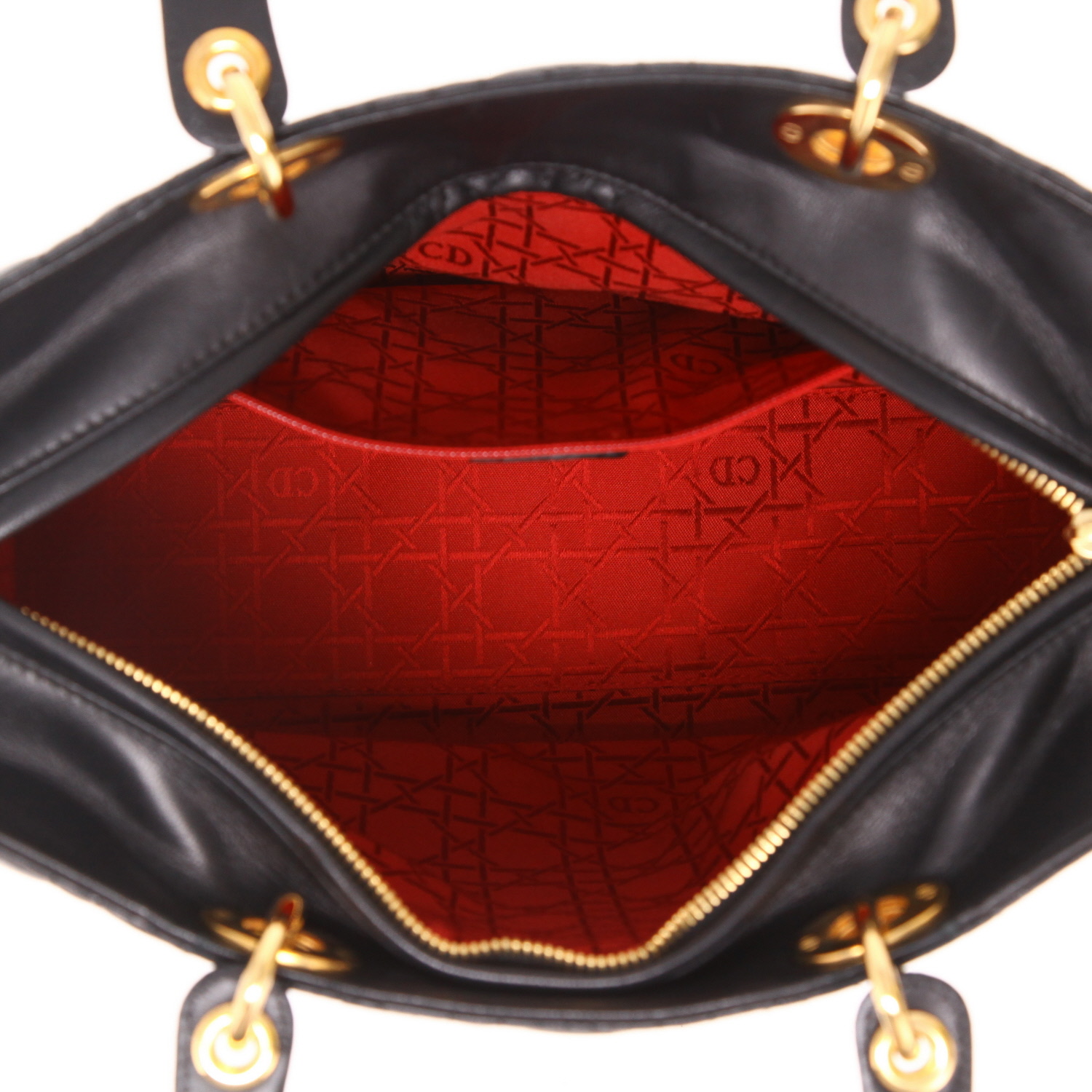 Dior  Lady Dior handbag  in black leather cannage - Detail D3