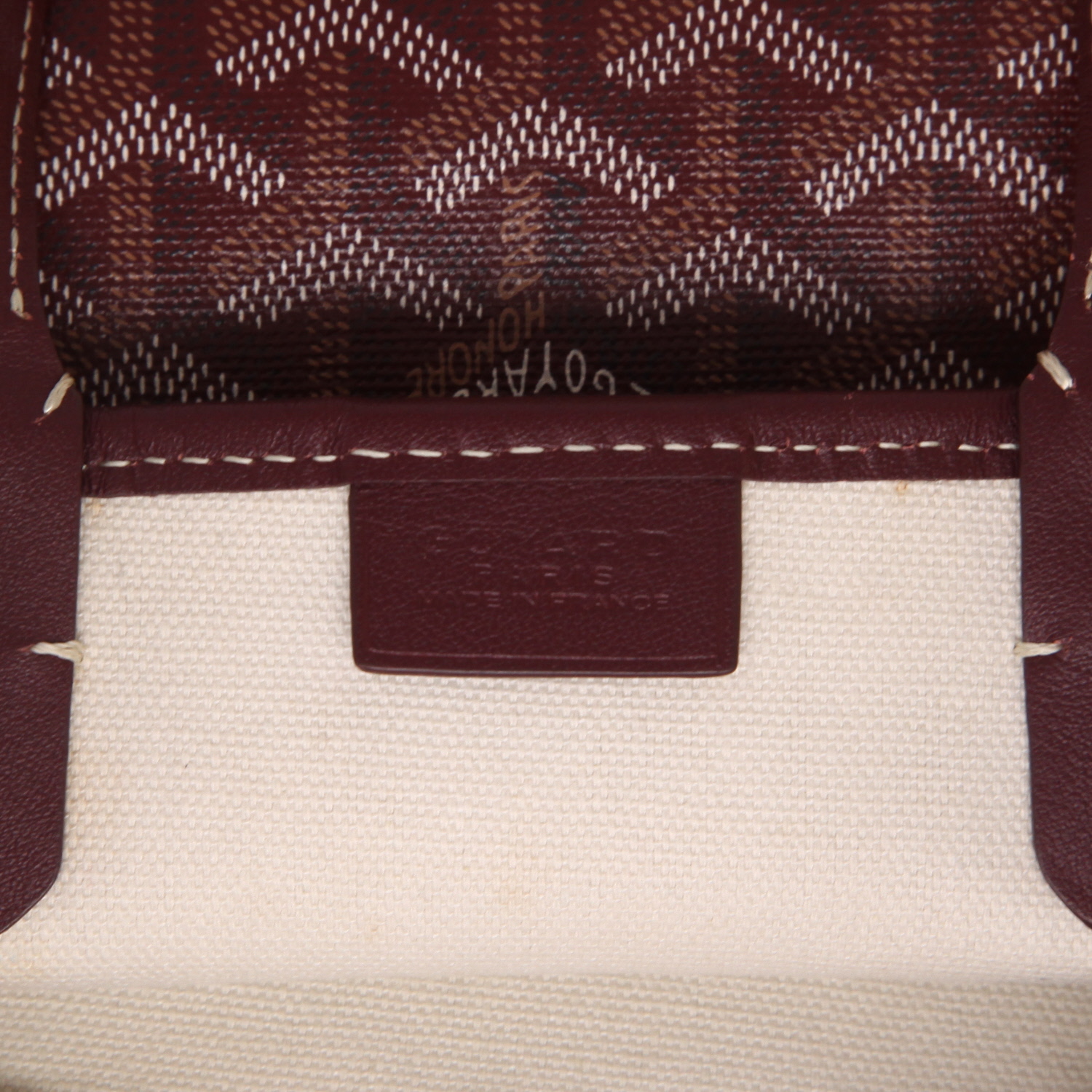 Bolso de mano Goyard  Poitiers en tela Goyardine color burdeos y cuero color burdeos - Detail D3