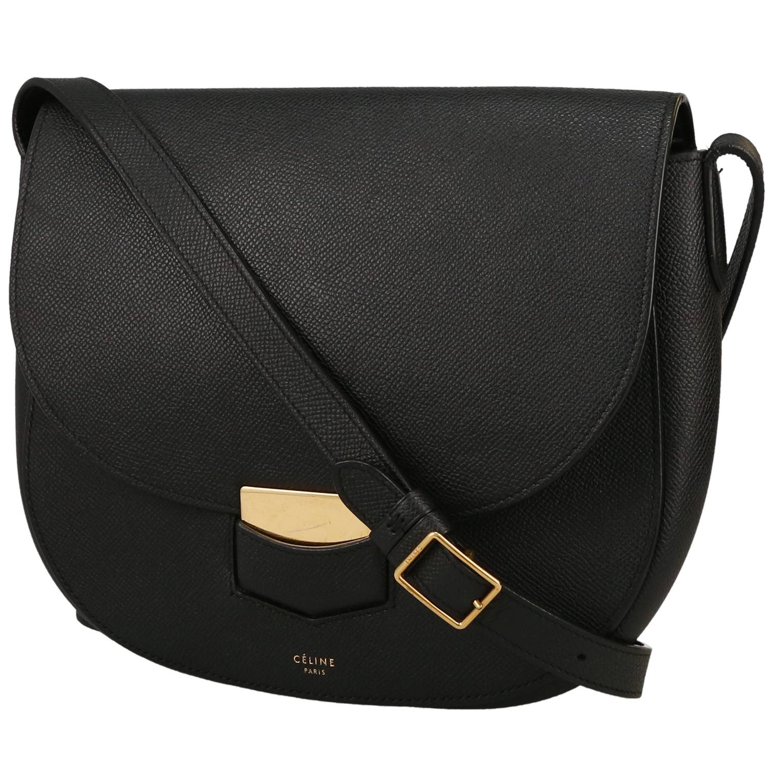 Trotteur Shoulder Bag In Black Grained Leather