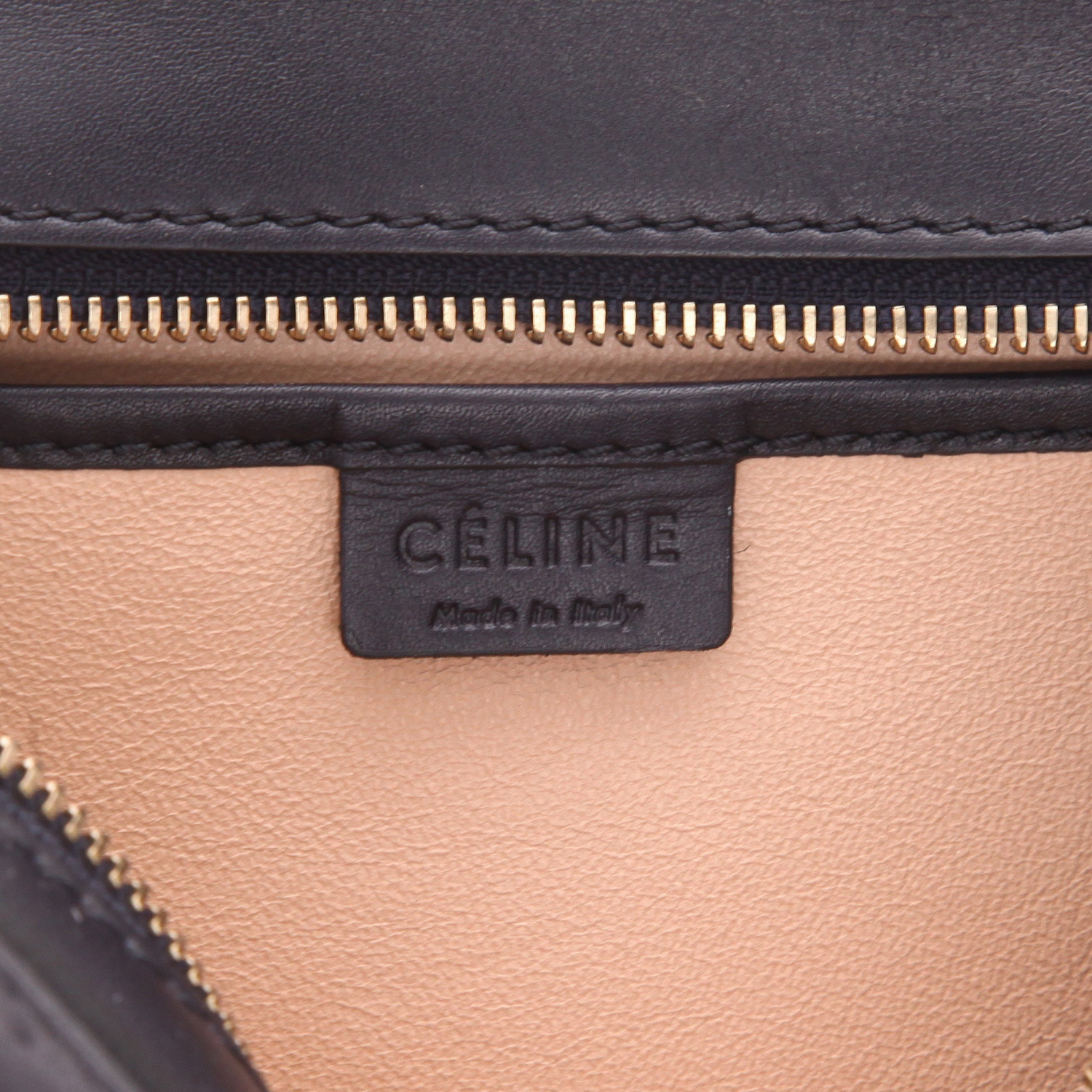 Borsa a tracolla Celine  Luggage Nano in pelle nera beige e verde kaki - Detail D2