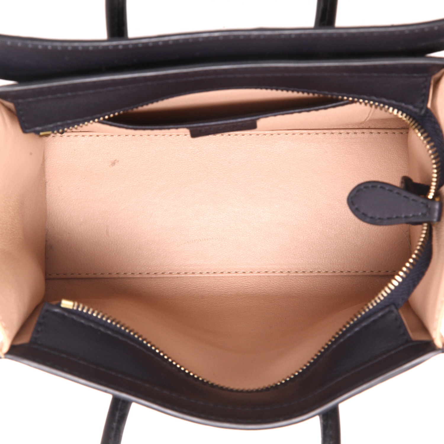 Borsa a tracolla Celine  Luggage Nano in pelle nera beige e verde kaki - Detail D3