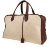 Bolsa de viaje Hermès  Victoria - Travel Bag en cuero togo color burdeos y lona beige - 00pp thumbnail