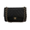 Chanel  Timeless Jumbo handbag  in black quilted grained leather - 360 thumbnail