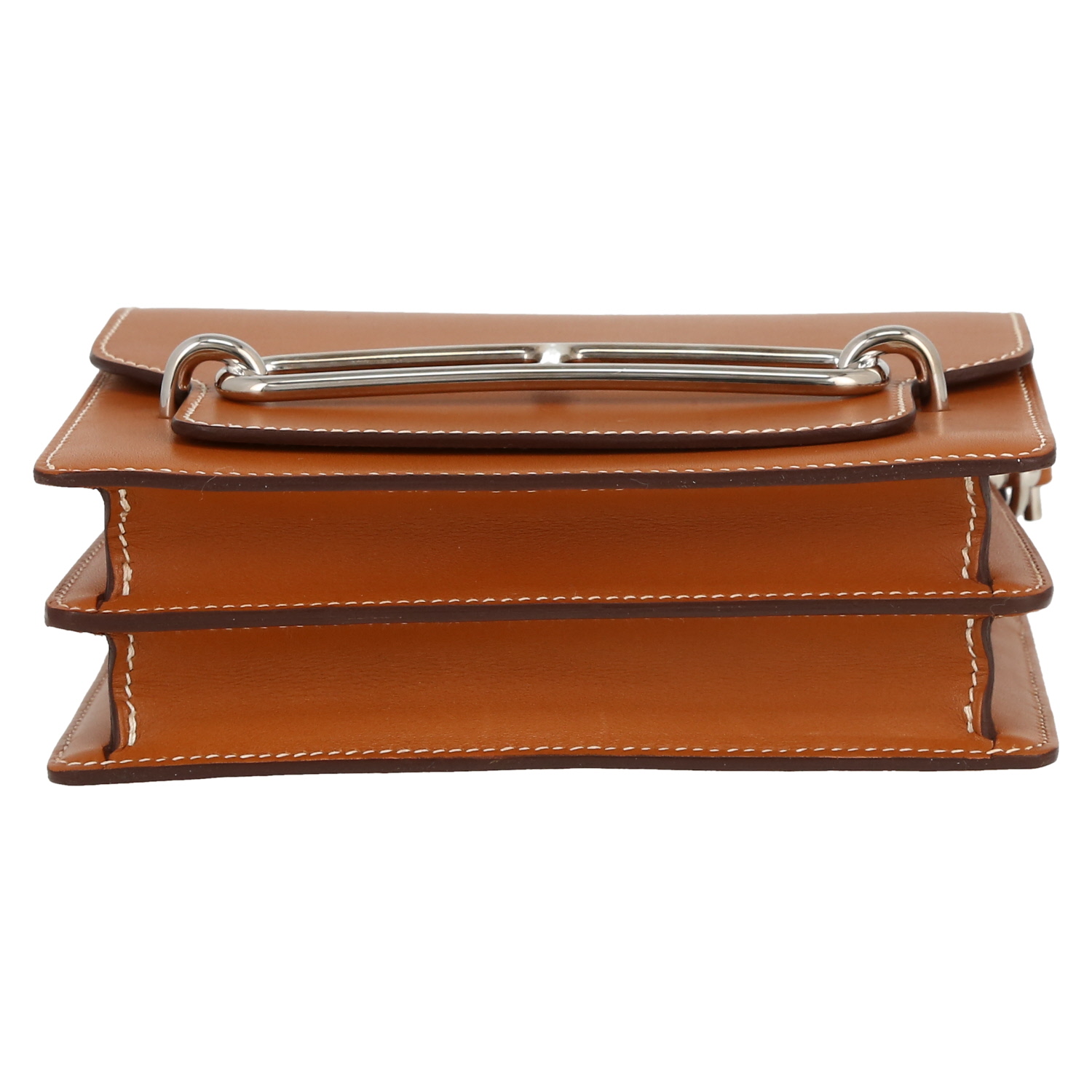 Hermès  Roulis shoulder bag  in gold Swift leather - Detail D1