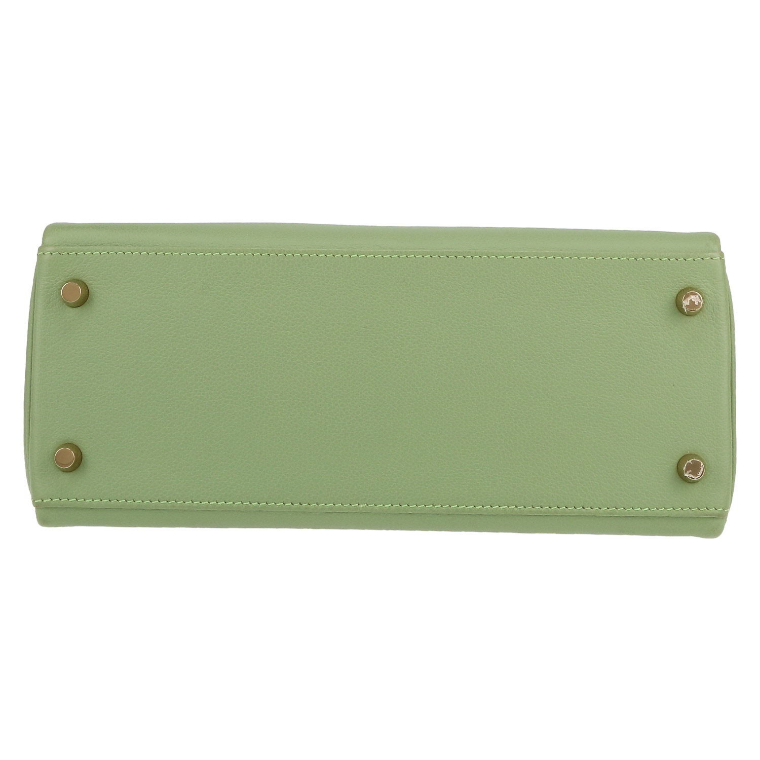 Bolso de mano Hermès  Kelly 28 cm en cuero Evergrain Vert Criquet - Detail D1