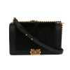 Chanel  Boy shoulder bag  in black leather  and black synthetic furr - 360 thumbnail