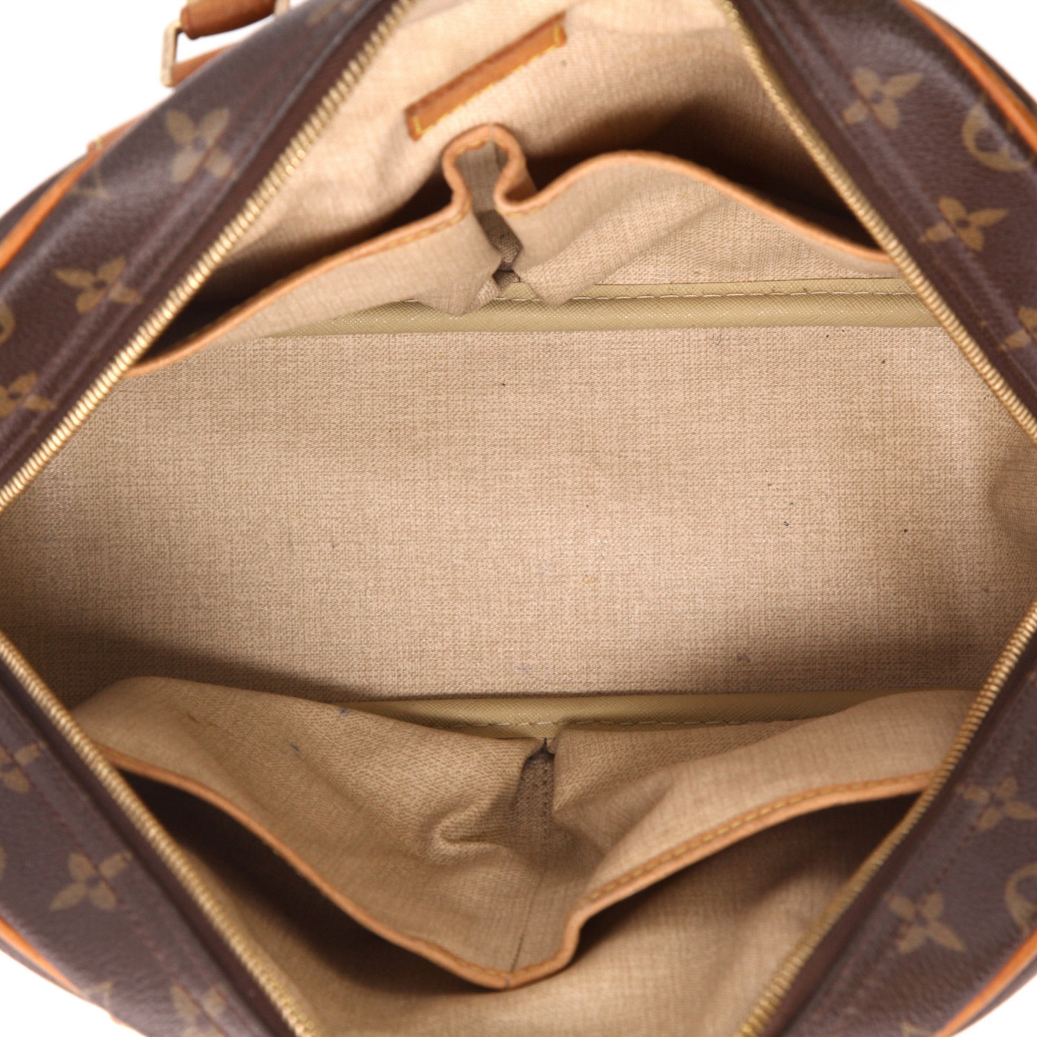 Sac à main Louis Vuitton  Trouville en toile monogram marron et cuir naturel - Detail D3