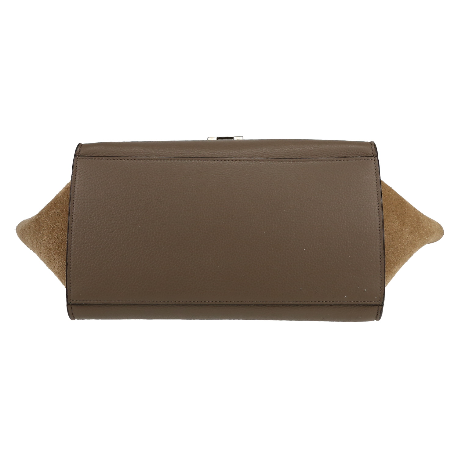 Sac à main Celine  Trapeze en cuir taupe et daim beige - Detail D1